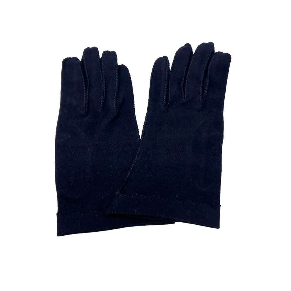 Womens Vintage Gloves Two Pair Navy Blue and White Nylon‎ Size 6 1/2